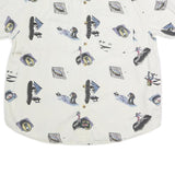 COLEMAN Mens White Cotton Casual Shirt L Printed Camping Outdoors