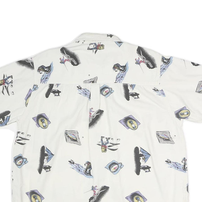 COLEMAN Mens White Cotton Casual Shirt L Printed Camping Outdoors