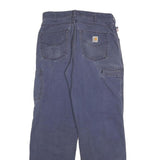 CARHARTT Mens Cotton Blend Blue Regular Straight Trousers W32 L32 Workwear Zip
