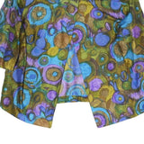 Womens Blue Green Purple Printed Top 3/4 Sleeve Round Neck Size L Artistic