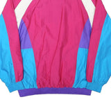 GOLDEN CUP Womens Pink & Blue & Purple Retro Half Zip Jacket M Polyester Blend