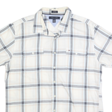 TOMMY HILFIGER Mens White & Grey Checked Cotton Blend Shirt XL Casual Summer