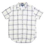 TOMMY HILFIGER Mens White & Grey Checked Cotton Blend Shirt XL Casual Summer