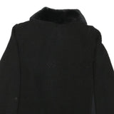 MALVIN Womens Black Cotton Blend Knit Jacket S Faux Fur Collar Open Front