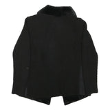 MALVIN Womens Black Cotton Blend Knit Jacket S Faux Fur Collar Open Front