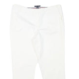 TOMMY HILFIGER Womens Cotton Blend White Slim Trousers Zip Closure W32 L26