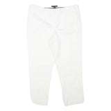 TOMMY HILFIGER Womens Cotton Blend White Slim Trousers Zip Closure W32 L26