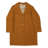 Womens Orange Wool Blend Classic Jacket M Tweed Button Closure Pockets