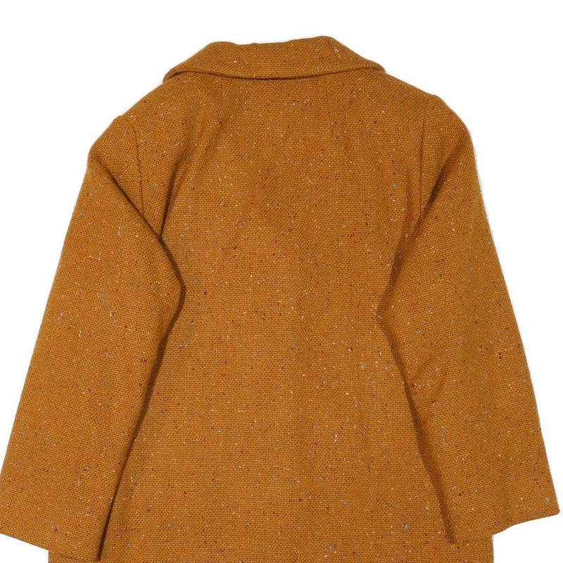 Womens Orange Wool Blend Classic Jacket M Tweed Button Closure Pockets