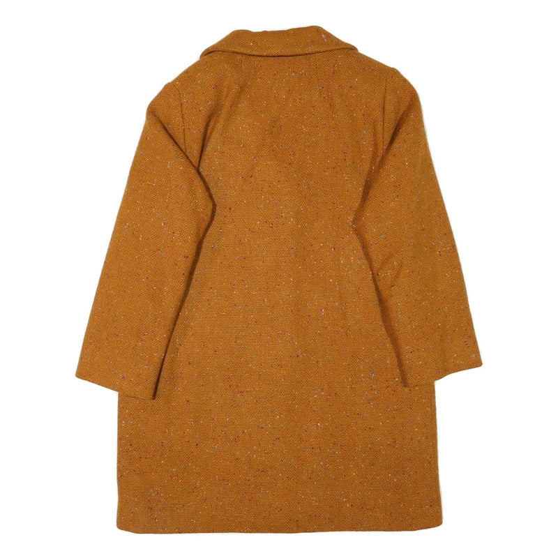 Womens Orange Wool Blend Classic Jacket M Tweed Button Closure Pockets