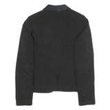 LIU JEANS Womens Black Jacket S Polyester Blend Button Satin Collar Formal