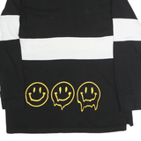 CORNERSTORE BODEGA Mens Black & White Smiley Long Sleeve Cotton Polo Shirt L