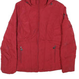 CALVIN KLEIN Womens Red Jacket S Polyester Blend Zip Hooded Plain Casual