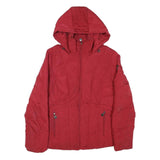 CALVIN KLEIN Womens Red Jacket S Polyester Blend Zip Hooded Plain Casual