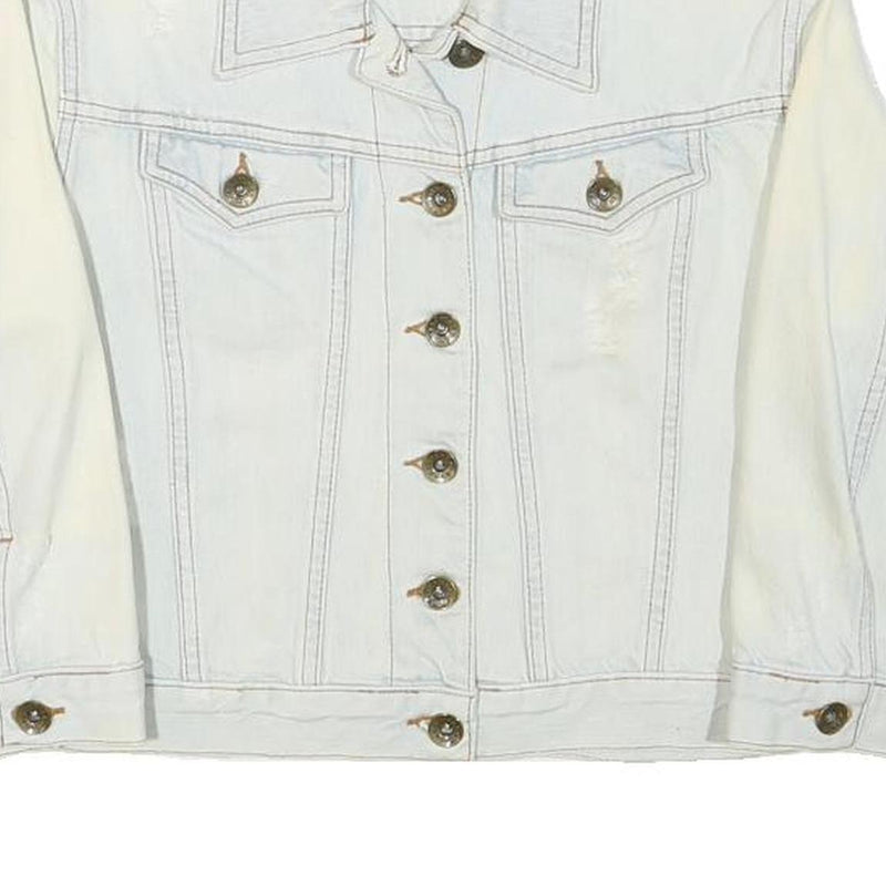 SANDRO Womens White Cotton Blend Button Jacket XXS Denim Casual Outerwear