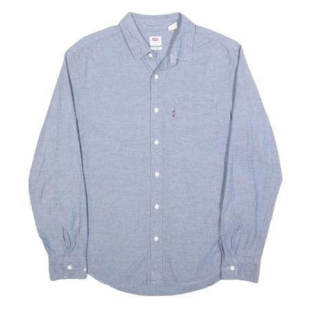 LEVI'S Mens Blue Plain Shirt M Cotton Casual Long Sleeve Classic Fit