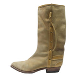 Womens Beige Suede Cowboy Boots UK 6 Classic Western Mid Calf Comfortable