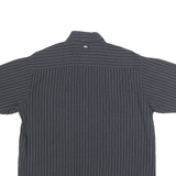 DICKIES Mens Black & White Striped Cotton Shirt L Workwear Button Pocket