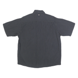 DICKIES Mens Black & White Striped Cotton Shirt L Workwear Button Pocket