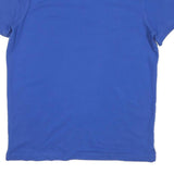 TOMMY HILFIGER Mens Blue Short Sleeve Plain Polo Shirt L Cotton Blend Casual