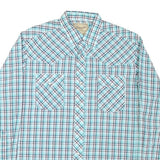 WRANGLER Mens Blue & White Check Western Shirt L Long Sleeve Cotton Blend