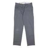 DICKIES Mens Cotton Blend Slim Grey Trousers W30 L29 Workwear Casual Zip