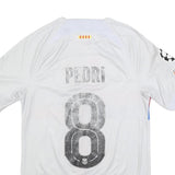 NIKE Mens White Barcelona Football Shirt S Short Sleeve Crew Neck Pedri 8