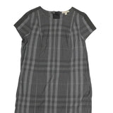 BURBERRY BRIT Womens Grey Check Day Dress Polyester Short Sleeve UK 12