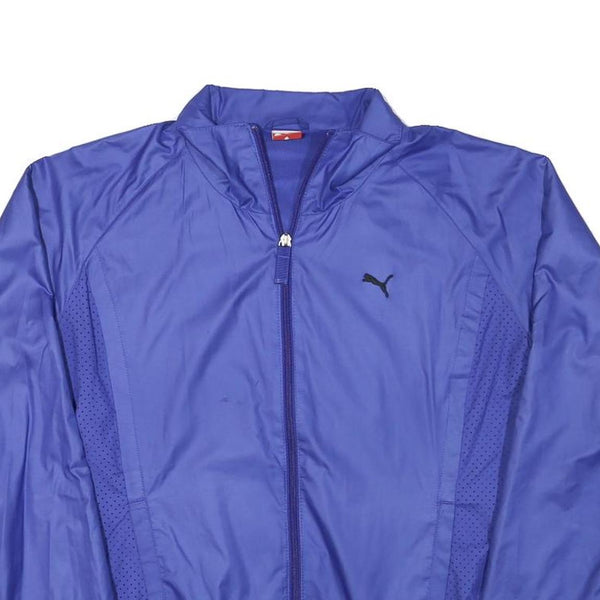 PUMA Womens Blue Polyester Blend Track Jacket L Zip Plain Sport Activewear