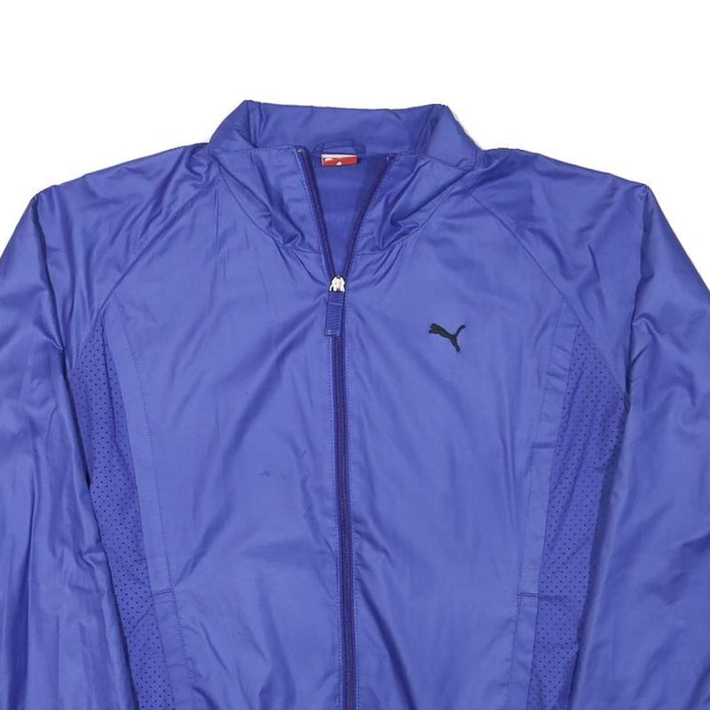 PUMA Womens Blue Polyester Blend Track Jacket L Zip Plain Sport Activewear