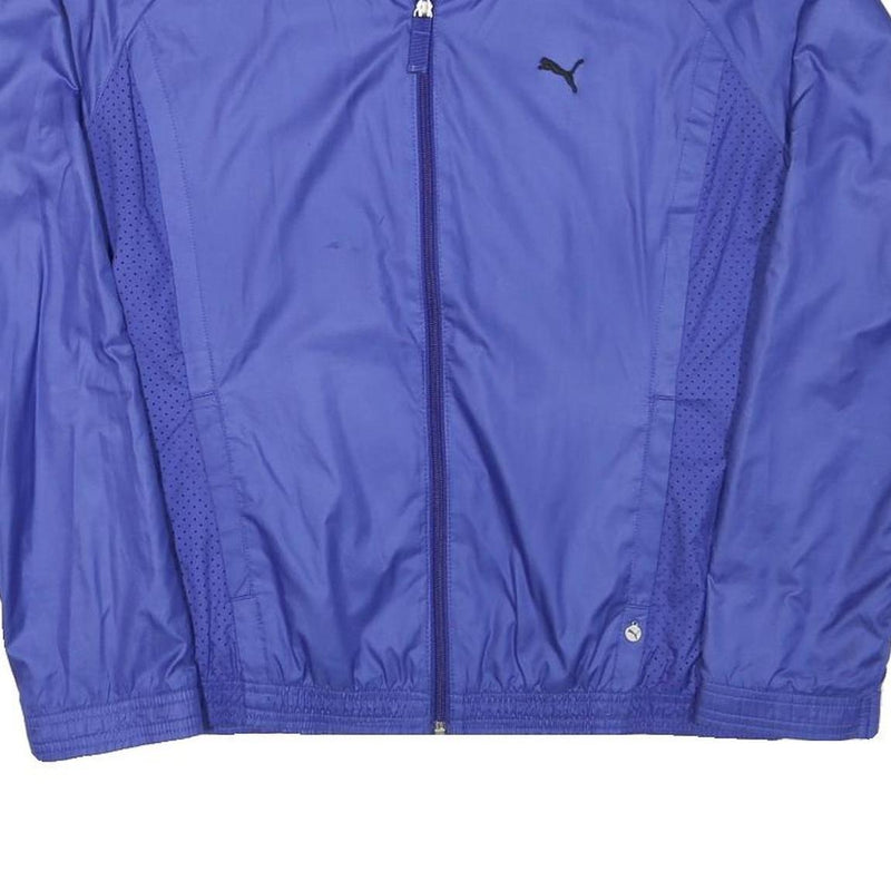 PUMA Womens Blue Polyester Blend Track Jacket L Zip Plain Sport Activewear