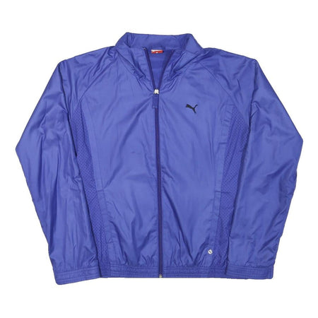 PUMA Womens Blue Polyester Blend Track Jacket L Zip Plain Sport Activewear