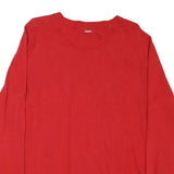 NAUTICA Womens Red & Navy Plain Pullover Cotton Blend Jumper XL Button Detail