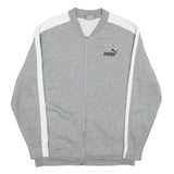 PUMA Mens Grey & White Zip Jacket L Cotton Blend Plain Sportswear Casual