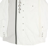 MWGAPPARREL Mens White Cotton Shirt L Embroidered Western Style Button