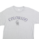 MAJESTIC Mens Grey Colorado Graphic T-Shirt L Short Sleeve Crew Neck Cotton