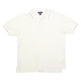 NAUTICA Mens White Short Sleeve Plain M Cotton Blend Polo Shirt Casual Classic
