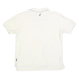 NAUTICA Mens White Short Sleeve Plain M Cotton Blend Polo Shirt Casual Classic