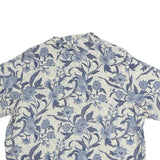 LIZ CLAIRBORNE Womens White & Blue Floral Cotton Blend Shirt M Summer Casual