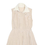 Womens Beige & Black Polka Dot Sleeveless Day Dress Polyester Blend S Shirt