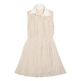 Womens Beige & Black Polka Dot Sleeveless Day Dress Polyester Blend S Shirt