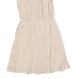 Womens Beige & Black Polka Dot Sleeveless Day Dress Polyester Blend S Shirt