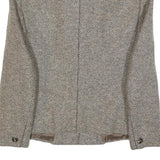 Womens Beige & Brown Wool Button Collar Jacket S Woven Tweed Classic Winter Wear