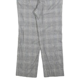 DELMOD Womens Wool Blend Grey Check Regular Straight Trousers W34 L28 Classic