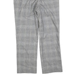 DELMOD Womens Wool Blend Grey Check Regular Straight Trousers W34 L28 Classic