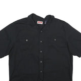 WRANGLER Mens Black Casual Cotton Blend Short Sleeve Shirt L Button Pocket