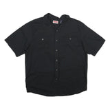 WRANGLER Mens Black Casual Cotton Blend Short Sleeve Shirt L Button Pocket