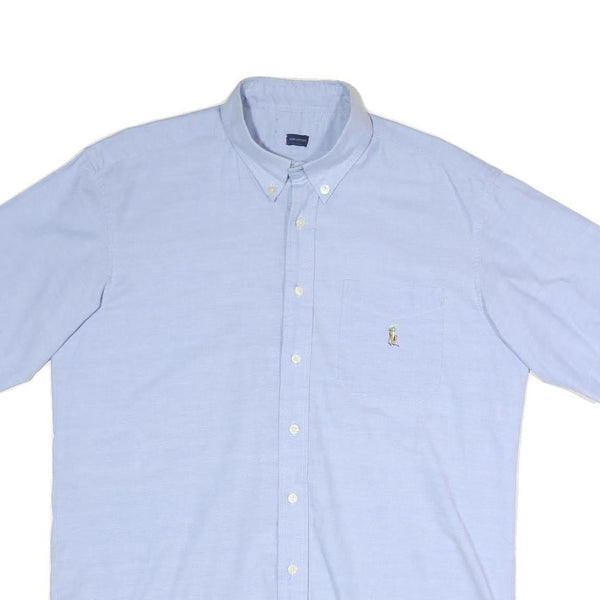 RALPH LAUREN Mens Blue Plain Cotton Button-Down Collar Shirt L Casual Summer Fit