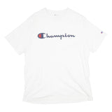 CHAMPION Mens White Graphic T-Shirt XL Short Sleeve Crew Neck Casual