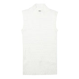 TAHARI Womens White Sleeveless Roll Neck Top M Cotton Blend Elegant Basics